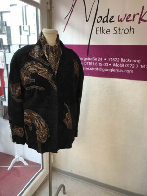 Design-Bluse schwarz mit Muster